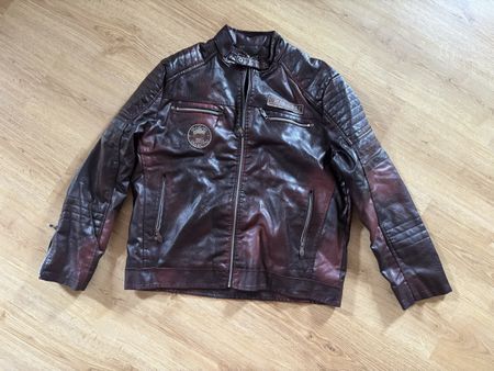 Kunstlederjacke Herren dunkelrot Grösse 2XL gefüttert