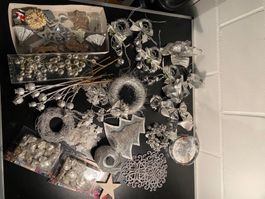 Diverse Deko silber-grau, grosse Kiste siehe Fotos ergänzend