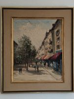 Moderne Stadtszene Bild Gemälde signiert mit (Emile) Morel