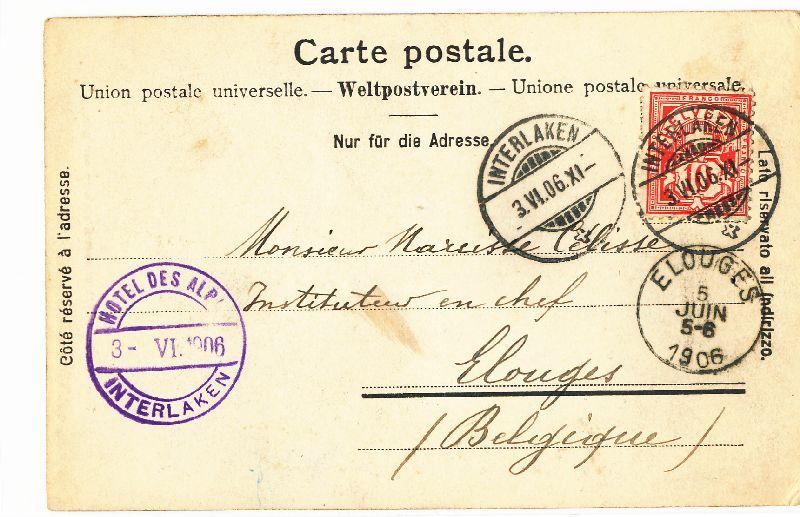Cartoline postali: Steinberg - das Breithorn + 1906 – Usato da Emmenbrücke venduto da teestube 1