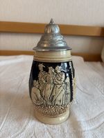 Vintage Bierkrug mit Zinndeckel