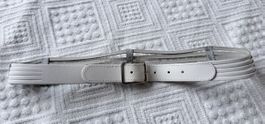 Vintage Echtleder-Taillengürtel weiss Mehrriemchen 62 -70 cm