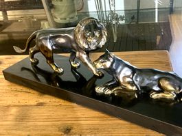 ART DECO XL SKULPTUR MASSIVE BRONZE MARMOR FRANCE,1930, 18KG