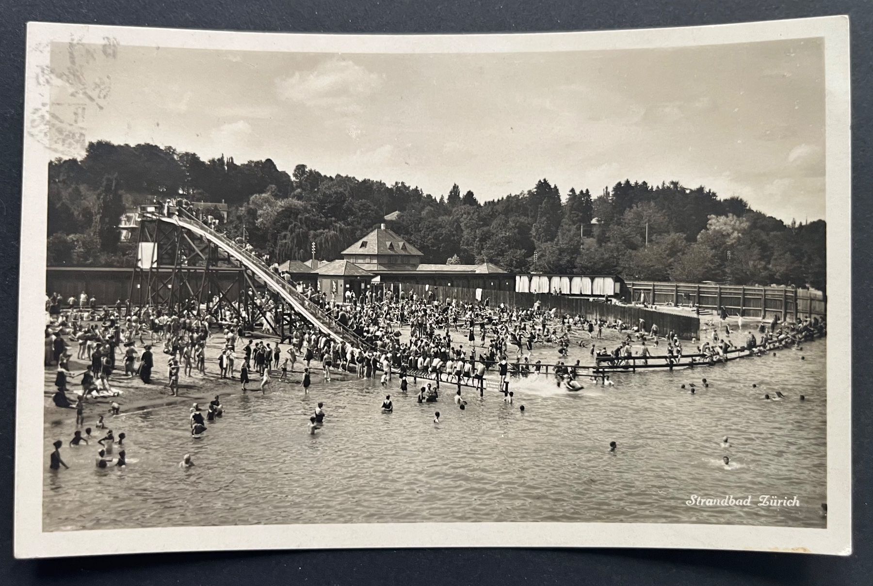 Ansichtskarten: Zürich Strandbad mit Wasserrutsche, ca. 1950 – Gebraucht aus Ostermundigen von DaxKarten-75