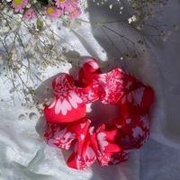 Seide Scrunchie - Blumenrot - Elegant - Handgemachte - Neu!