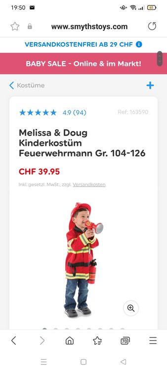 Piraten-Kinderkostüm, Größe 5–6 Jahre, Rot, Aus Lycra Und Flanell