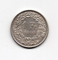 (2855) 1Franken 1860 top stgl, rar