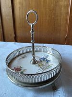 antike Etagere silbernes Metall Emaille Servierer