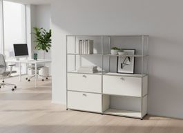 USM Haller Regal 2x4 Reinweiss / Top (Aussen Neu, Innen A)
