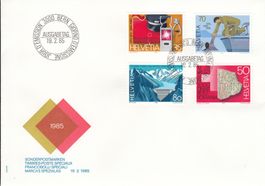 1985 2 FDC  Zugpersonal Genfersee Talsperren Bäcker Radio