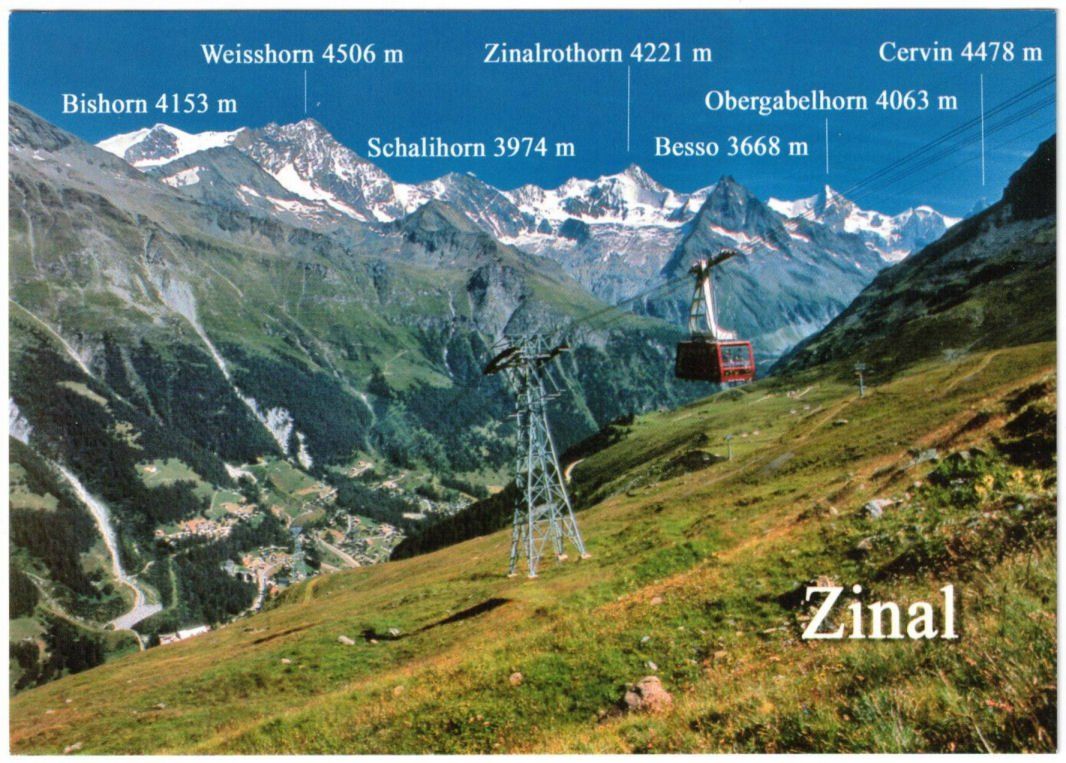 Cartoline postali: Zinal - Luftseilbahn Sorebois – Usato da Binningen venduto da Mountainrider
