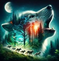 Diamond Painting: Heulender Wolf im Nachtwald 40x40cm