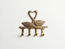 Porte-Clés Mural Cygnes en Bronze 15,5 cm