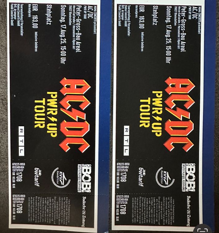 AC/DC Ticket 2x - PWR UP TOUR - Karlsruhe - 17. August 2025 (Neu ...