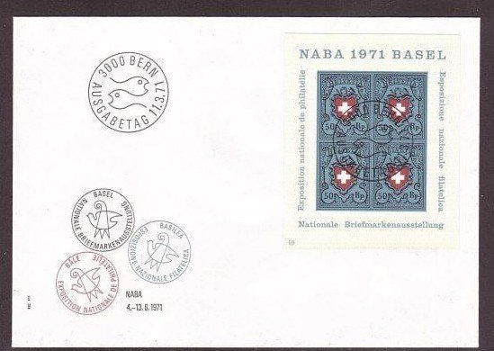 Tutti i francobolli: 1987 FDC  Erinnerungsblock Naba 1971 Basel – Usato da Rheinau venduto da loxis