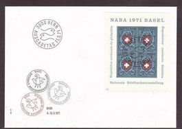 1987 FDC  Erinnerungsblock Naba 1971 Basel