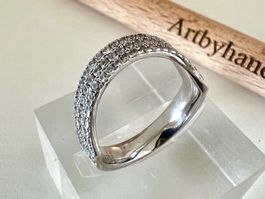 925 Silberring geschwungen mit Pavé-Zirkonia  Gr. 52