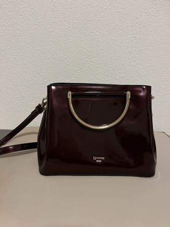 Dune London Handtasche Bordeaux Lack mit Schulterriemen