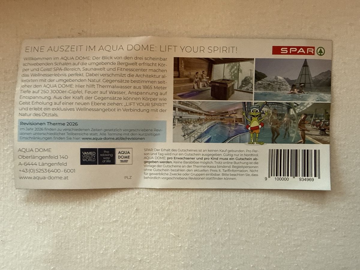 Buoni: Tageskarte Aqua Dome – Nuovo e nell'imballaggio originale da Goldingen venduto da Wibli96 1