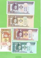 Mongolei: 5 verschiedene Banknoten, Original, Top Zustand