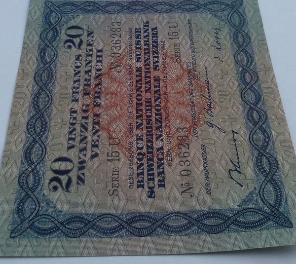 Billets de banque: ++ 20.- Franken 4. Dez. 1942 – D'occasion à Walkringen par Casablanca777 2