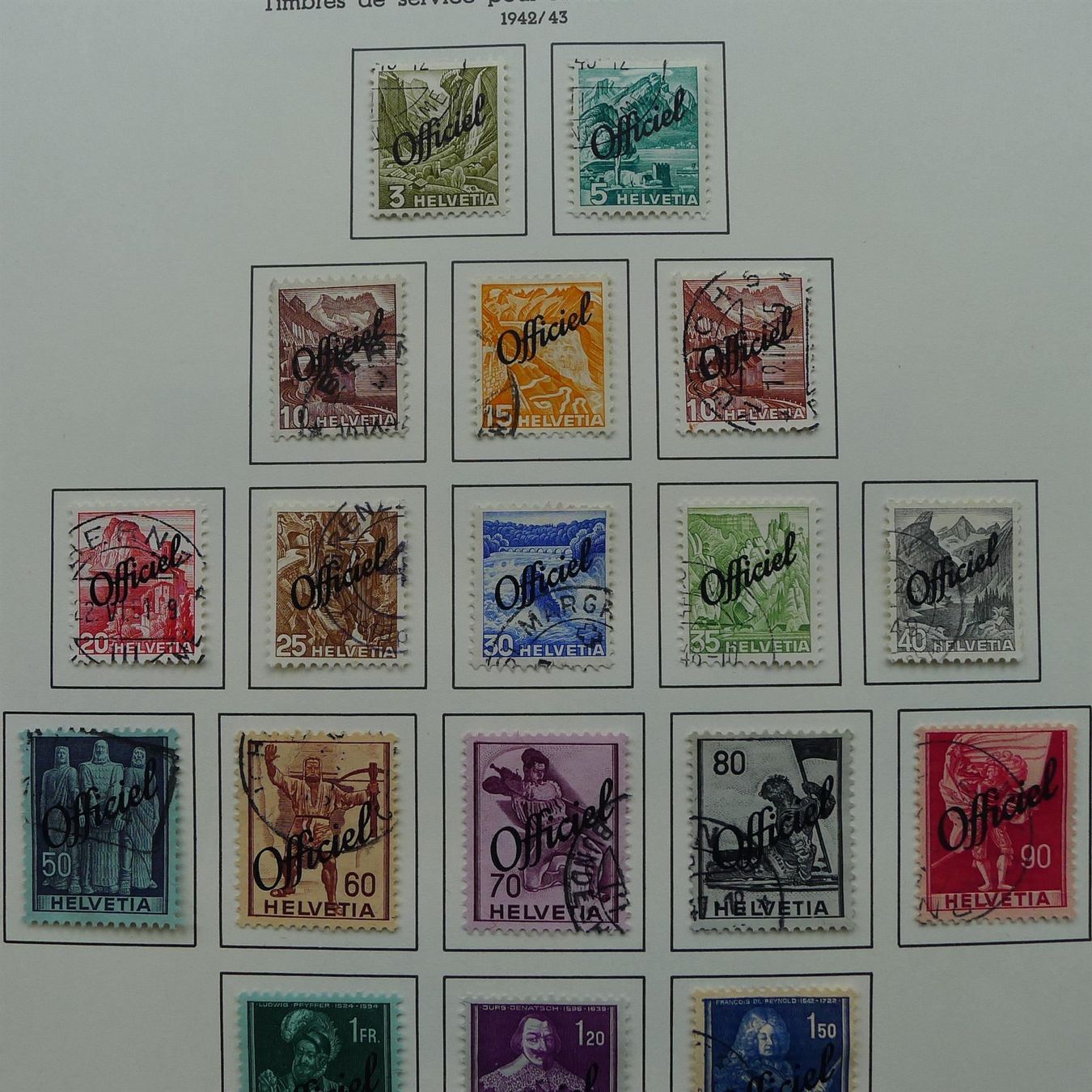 Alle Briefmarken: DII Nr. 46-64 gestempelt, SBK: 80.- – Gebraucht aus Sursee von Luzernerraute 1