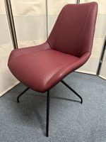 6 Stühle VELLA Leder bordeaux Beine Stahl schwarz lackiert