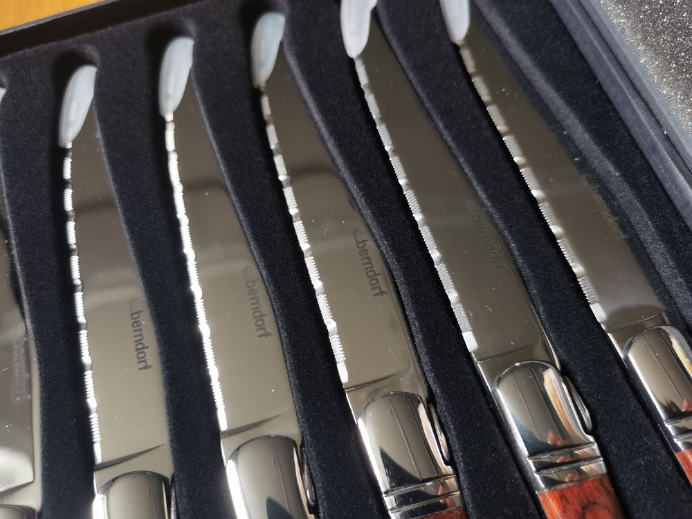 6erSet Steakmesser von Berndorf NEU OVP mit Box Holzgriff Kaufen auf