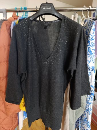 Strickjacke Damen Dunkelgrau, Gr M