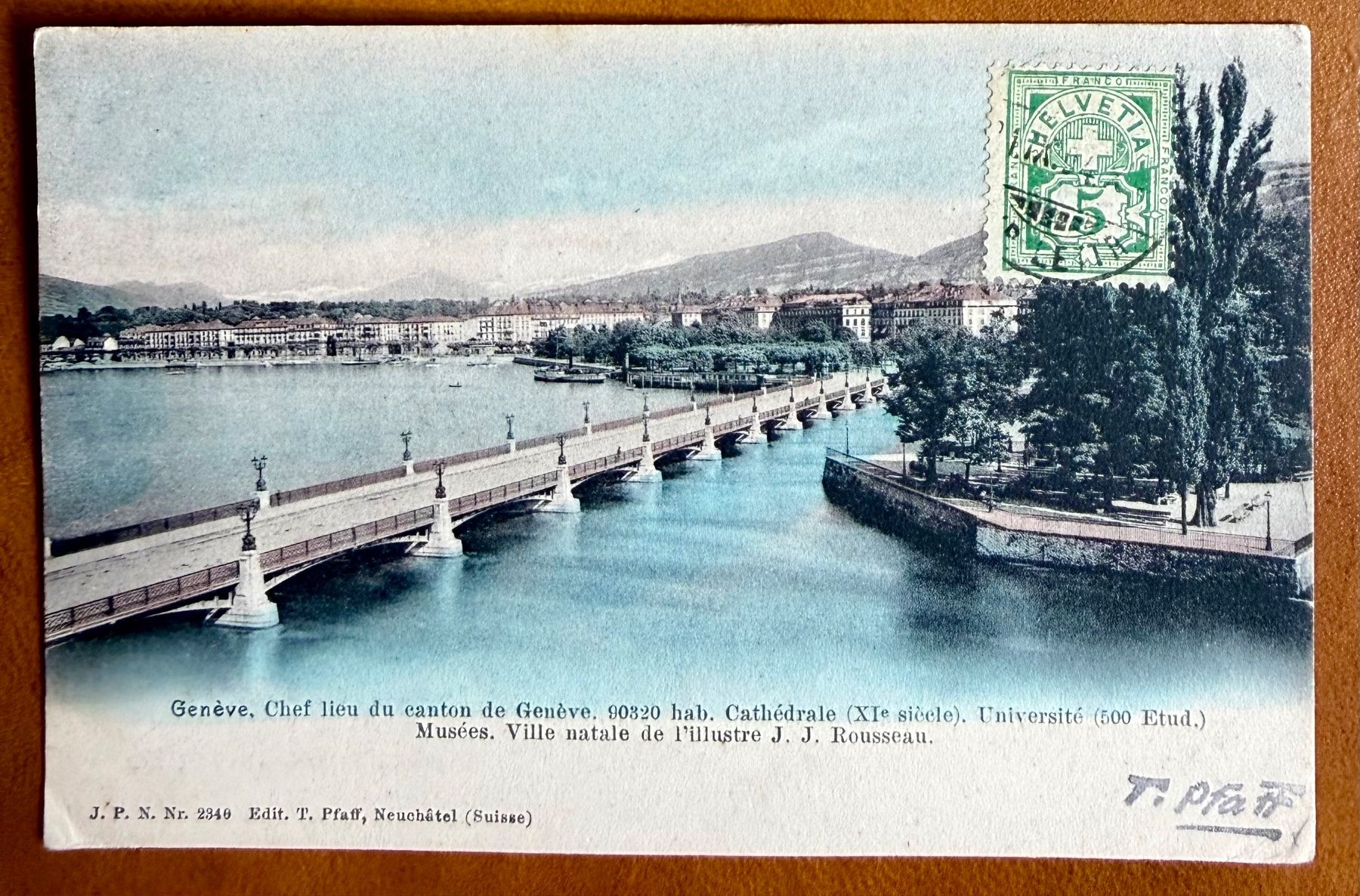 Ansichtskarten: Genève - Île Rousseau 1907 – Gebraucht aus Lutry von Ediego