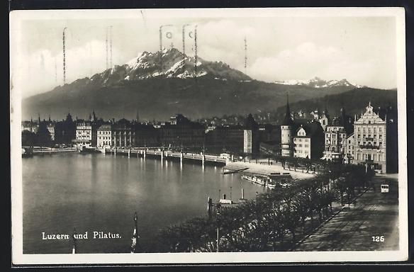 Cartoline postali: AK Luzern, Teilansicht mit Pilatus, 1933 – Usato da Berlin venduto da bartko-reher