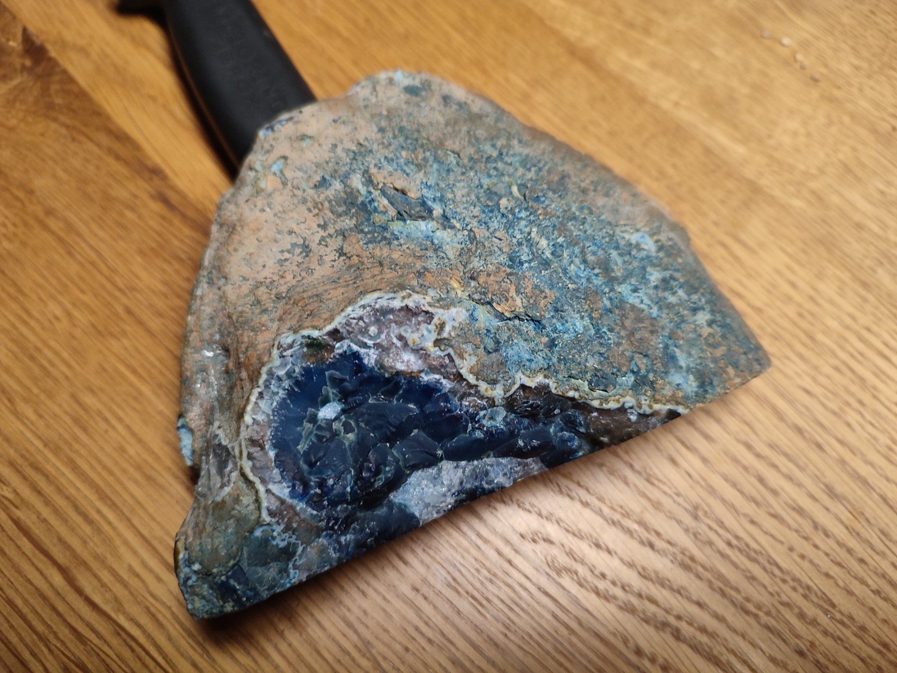 Pietre preziose: Achat-Objekt, Geode, blau halbrunde Scheibe – Usato da Hüswil venduto da benigreen01 2