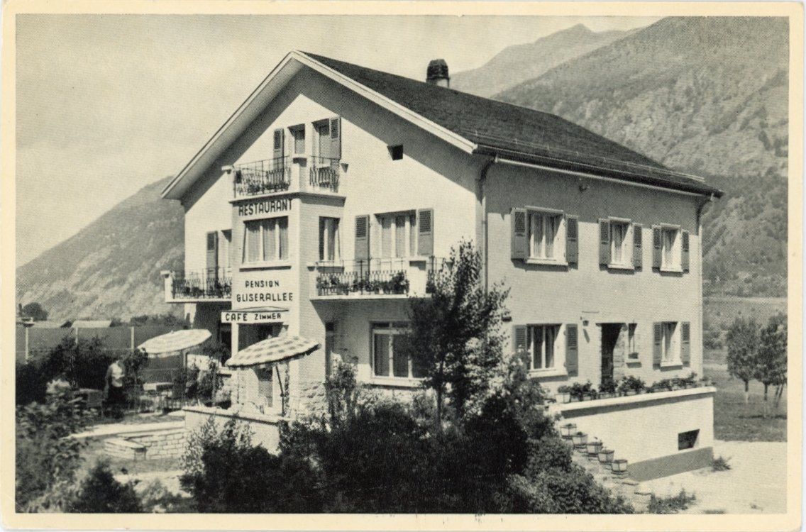 Cartoline postali: Glis   VS    -   Restaurant Pension GLISERALLEE – Usato da Brig venduto da Valcards54