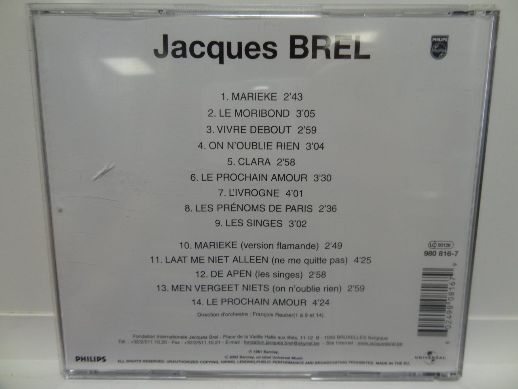 CDs: Jacques Brel, Marieke – D'occasion à luzern par musicandart 1