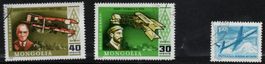 3 timbres Mongolie des années 1970 aviation Obl.