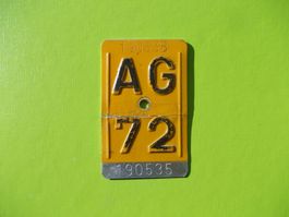 Velonummer / Mofanummer / Töfflinummer AG 72