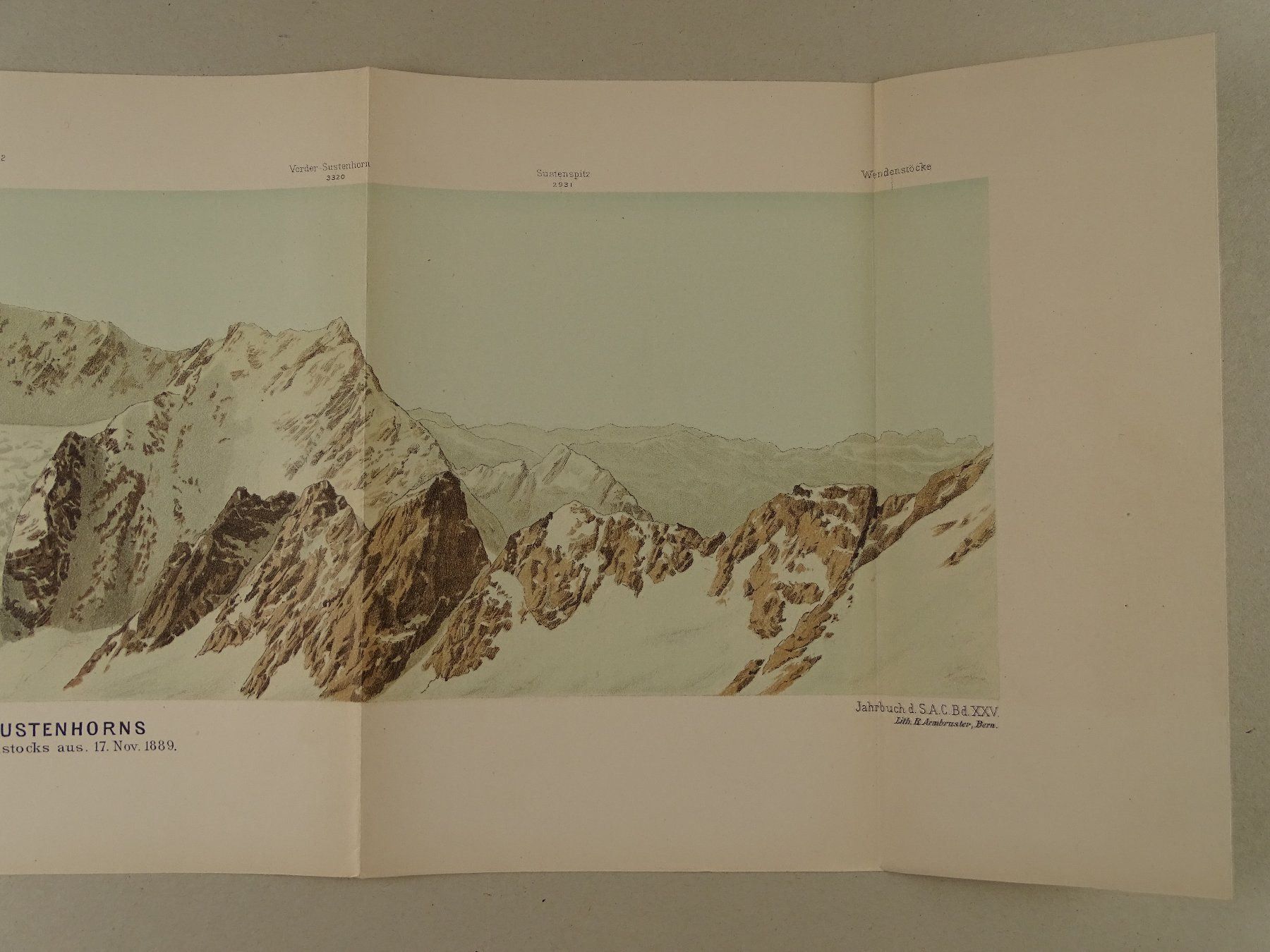 Cartine & Atlanti: PANORAMA VON DER KETTE DES SUSTENHORNS, – Usato da Grüningen venduto da Kartensammler 2