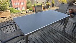 Gartentisch mit Natursteintischplatte geflammt 180x90cm