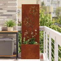vidaXL Garten Sichtschutz-Leinwand Floral Rostig 50 x 32 x 1