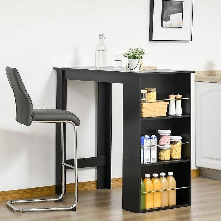 Tavoli: Bartisch Schreibtisch Küchentisch mit 3 Ablagen Schwarz – Nuovo e nell'imballaggio originale da Flawil venduto da vivalacasa 3