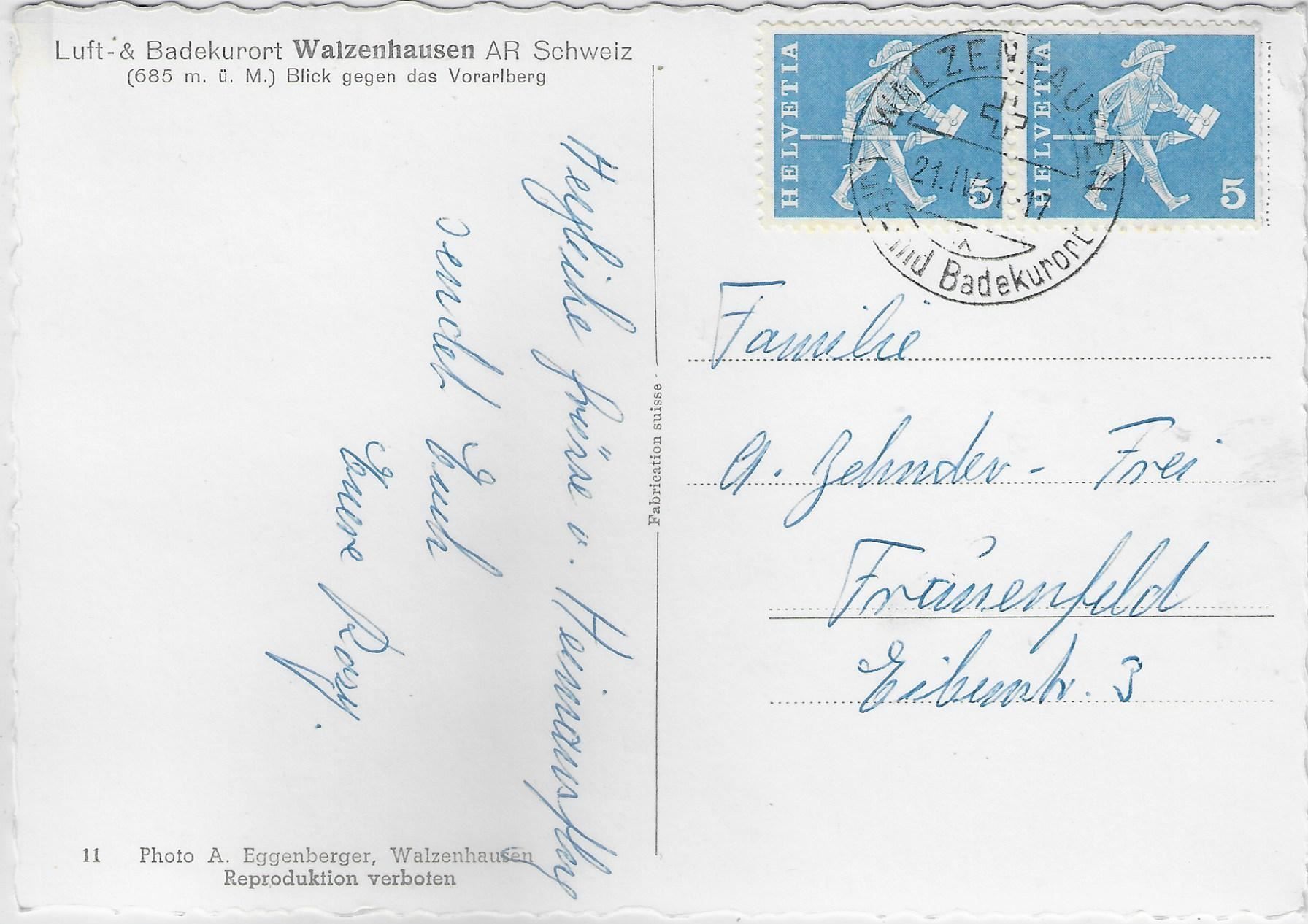 Cartoline postali: Luftkurort Walzenhausen - Generalansicht – Usato da Ettingen venduto da Kartenplanet 1