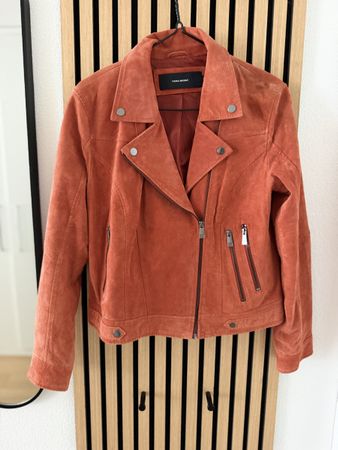 Echtleder Bikerjacke / Wildlederjacke rost-orange Gr. XL