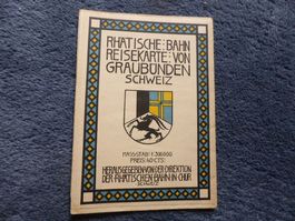 Rhätische Bahn,Chur,Litho,ReiseFaltkarte,Stationen,St.Moritz
