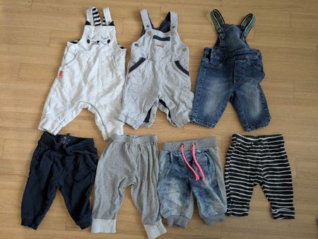 Baby Clothes Bundle - 7 Pieces overalls and pants, size 62
