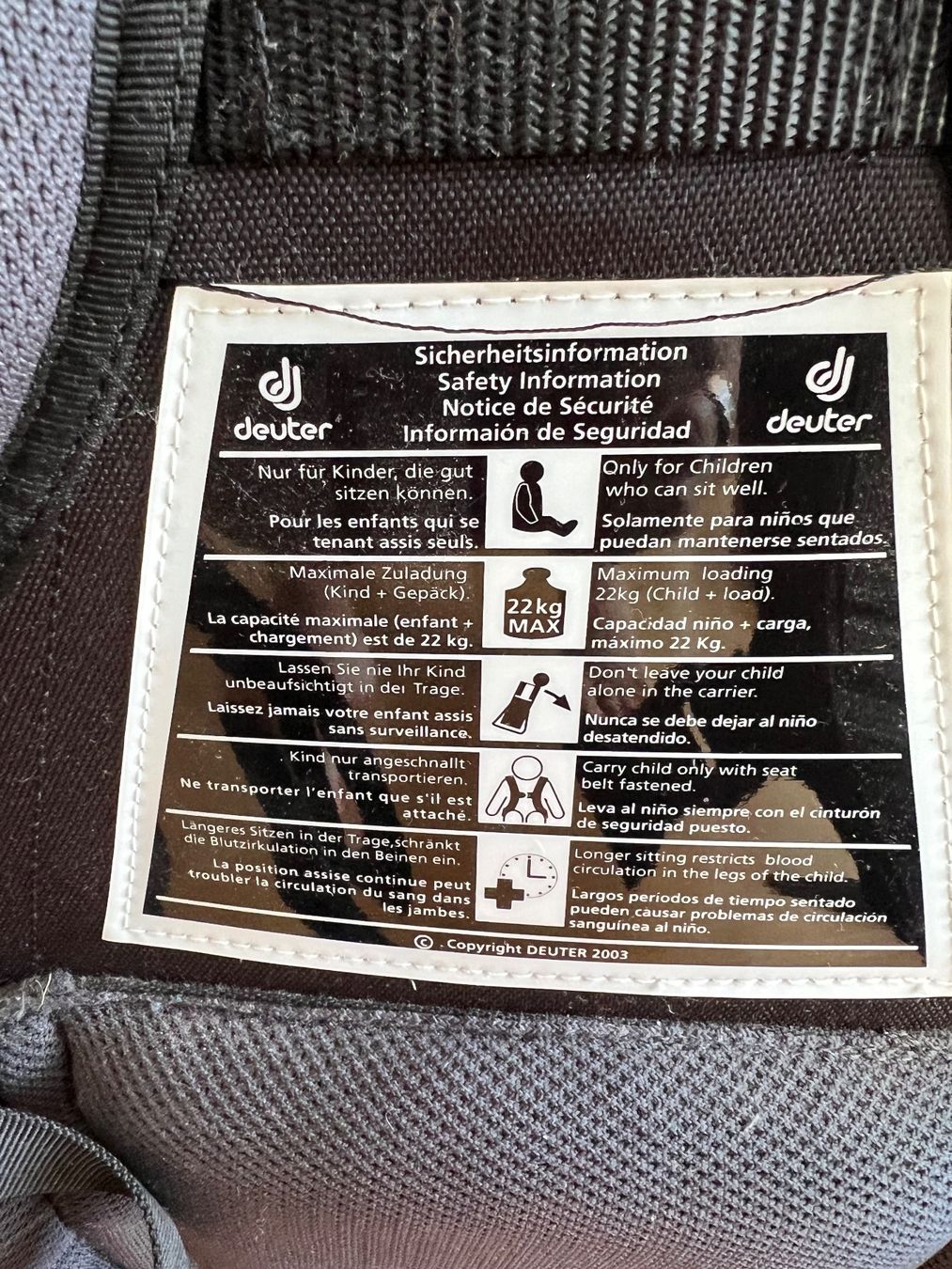 Deuter Marsupi portabebè: Kindertrage Deuter – Usato da Bellmund venduto da sibon 4