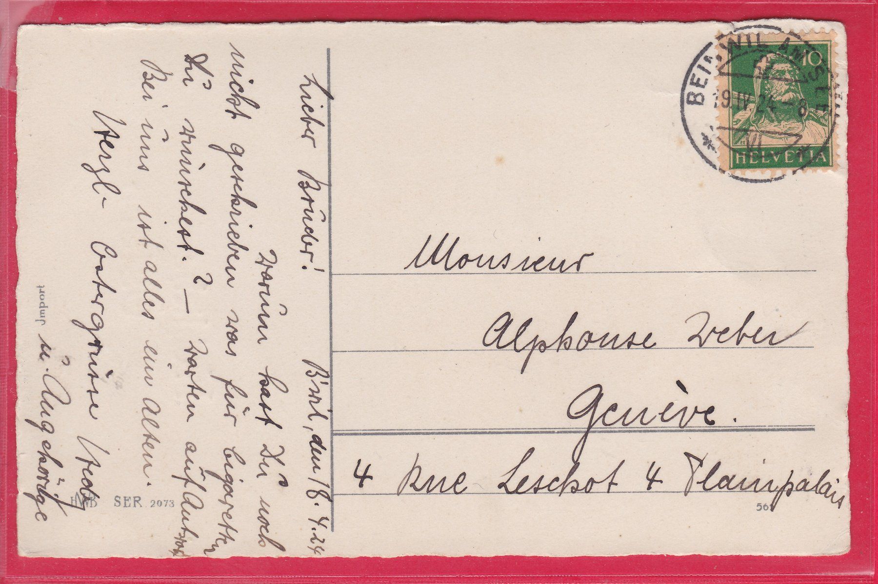 Cartoline postali: FRÖHLICHE OSTERN, 9.4.1924 – Usato da Oberrieden venduto da Gebirgsstelze 1