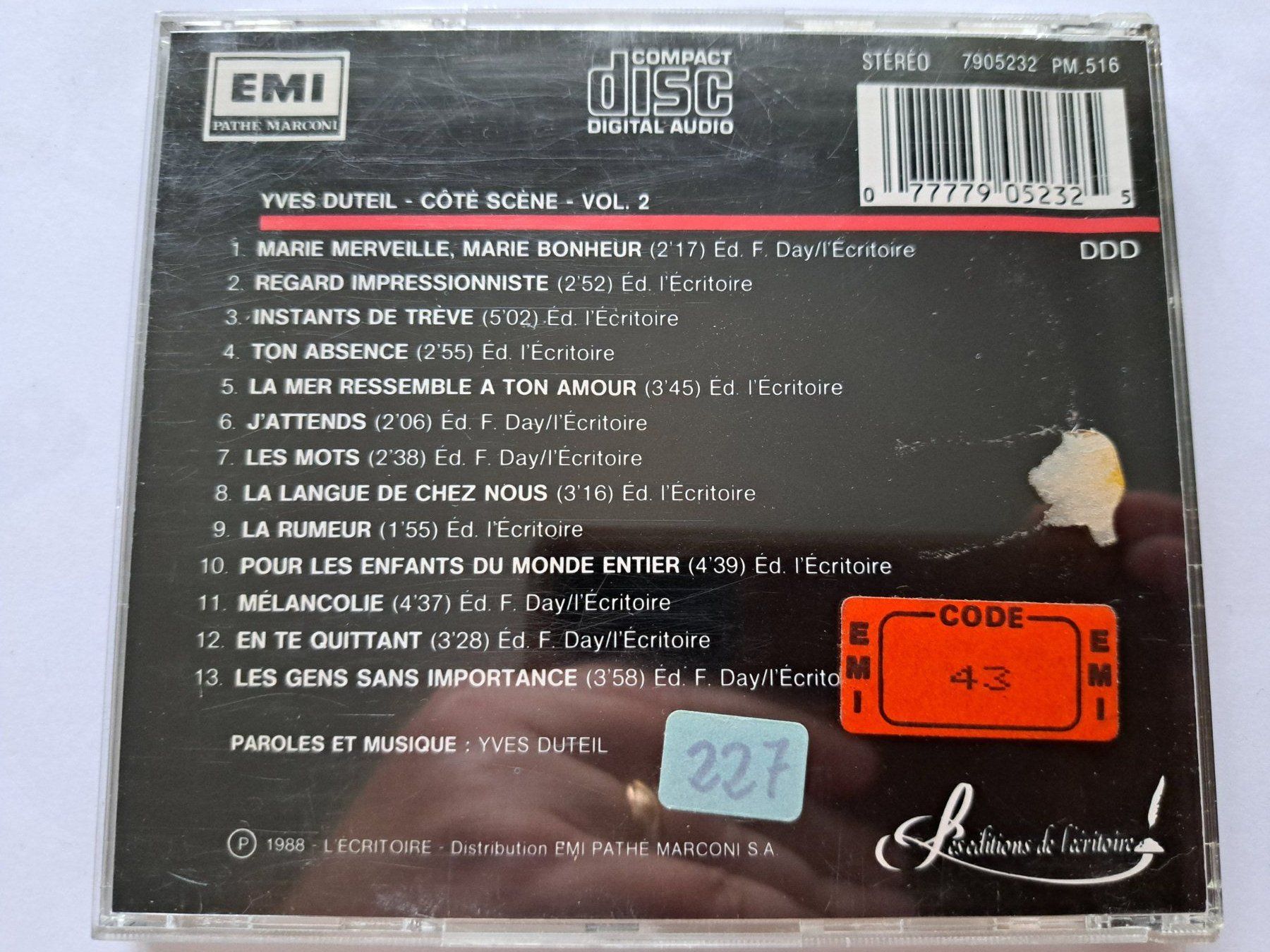 CD: Cd Yves Duteil - Coté Scène volume 2 – Usato da Pully venduto da bro_n52j 1