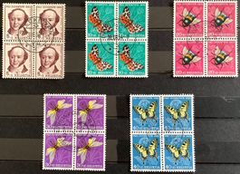 1954 Pro Juventute Viererblock Satz mit Zentrum-Stempel