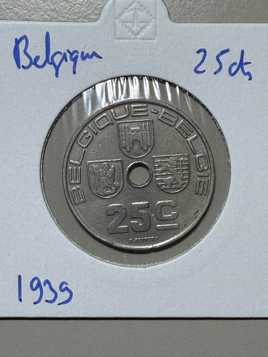 Tutti le monete: Belgique - 25 centimes - 1939 – Usato da Payerne venduto da Mike1682