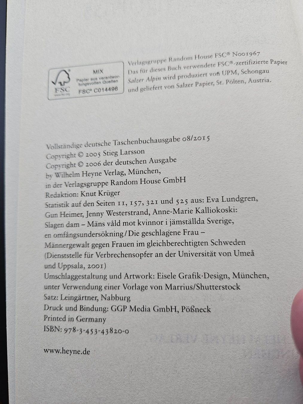 Libri: VERBLENDUNG von Stieg Larsson – Usato da Basel venduto da wurzelstein 1